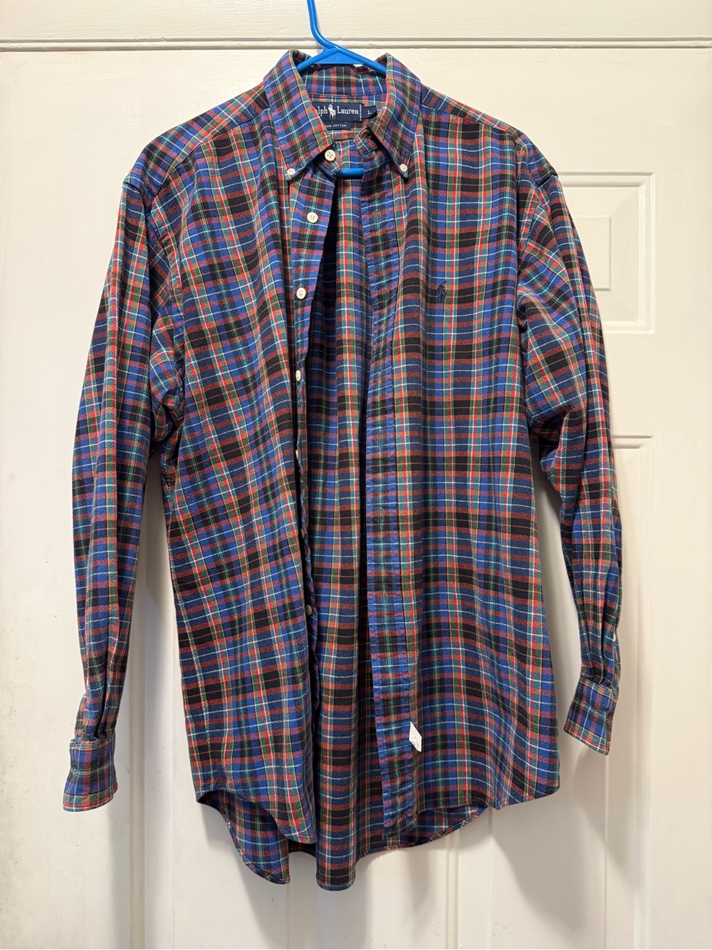 Vintage Ralph Lauren Men's Long-Sleeve Plaid Button-Down Shirt